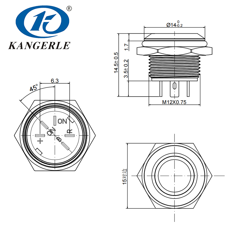12mm metal push button switch with circle LED插图