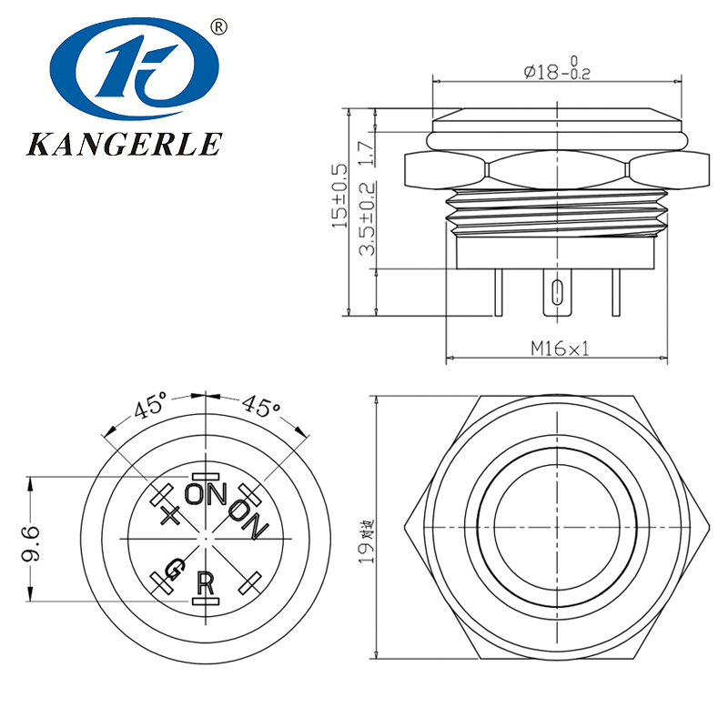 16mm maintained durable push button switch插图