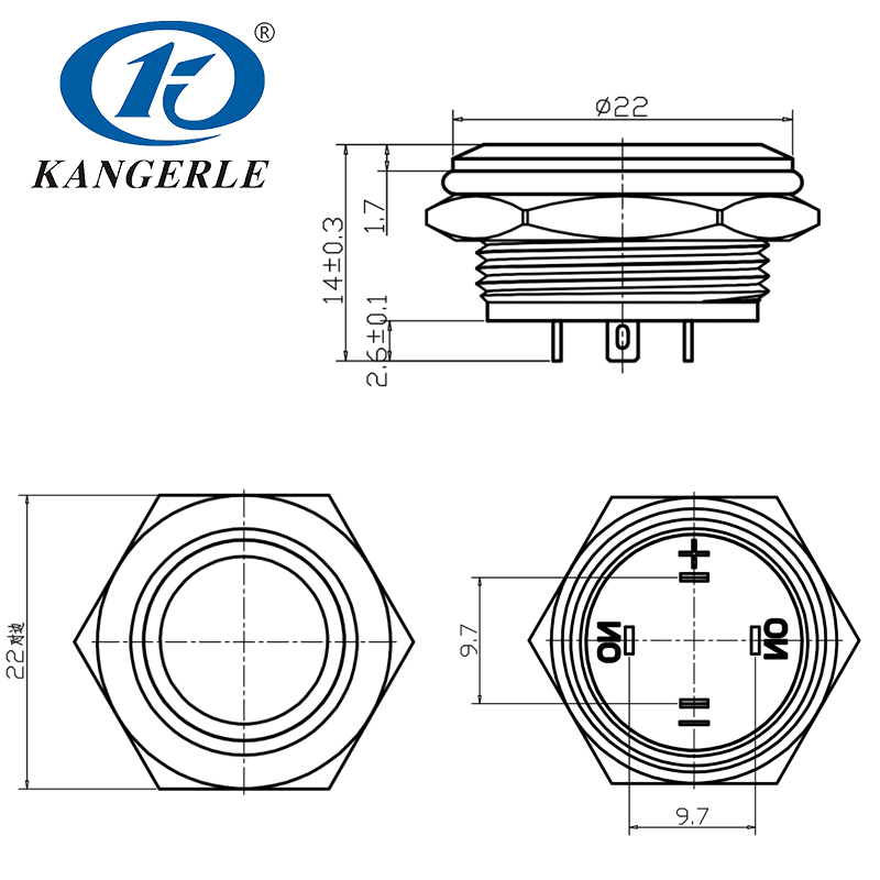 19mm circle LED metal push button switch thin style插图