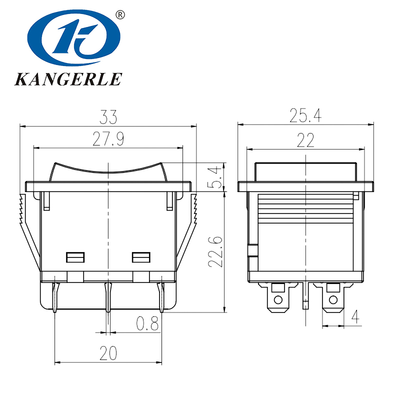 Waterproof Rocker Switch KCD2-23F2插图