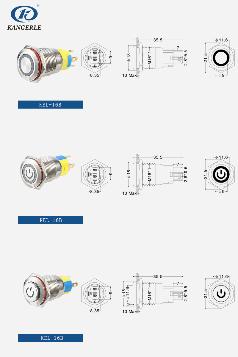 LED waterproof stainless metal push button switch 16mm插图1