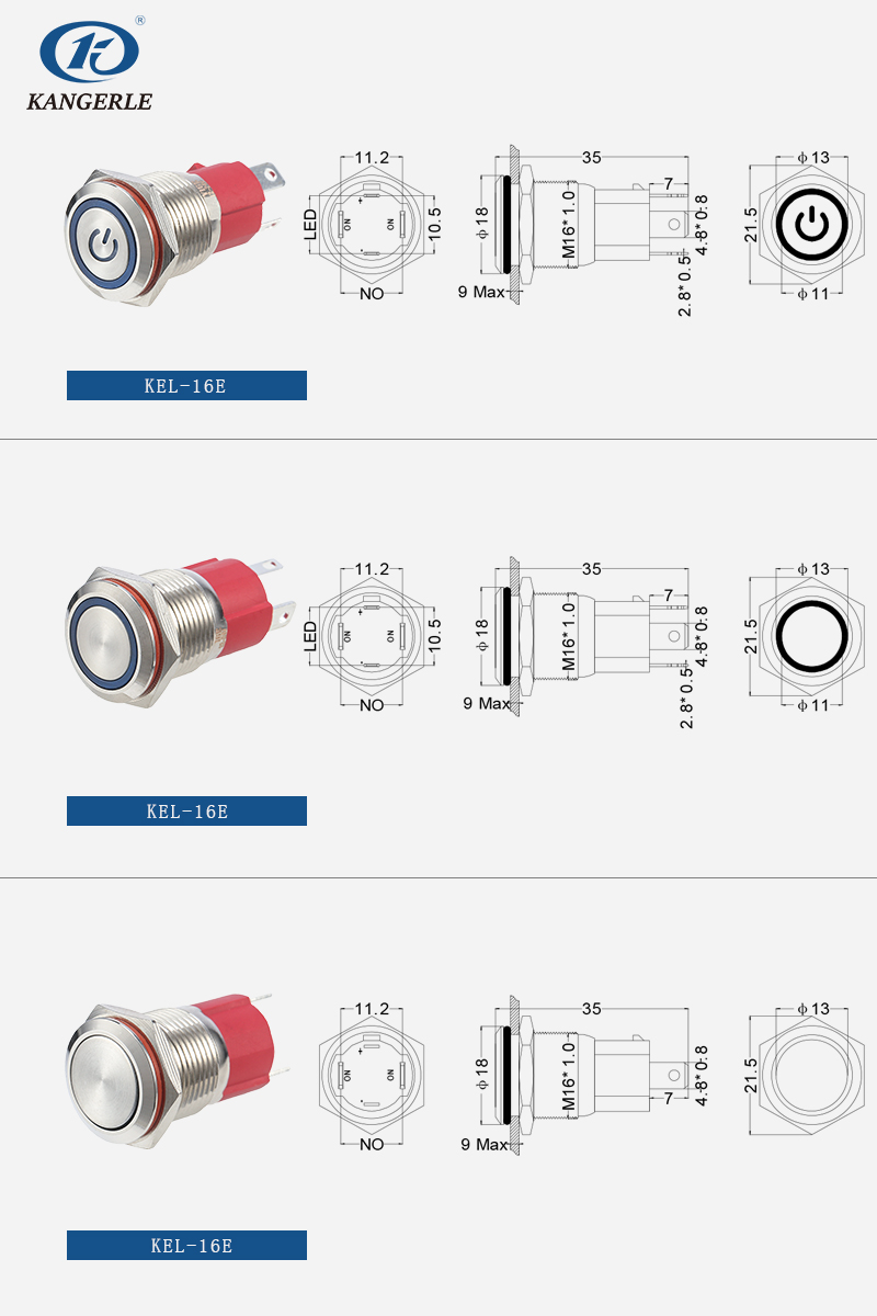 High current waterproof 16mm metal push button switch with LED插图