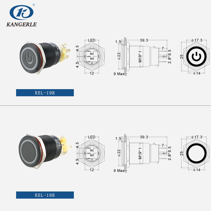 Aluminium Oxide 1 NO Waterproof Push Button Switches 19mm插图