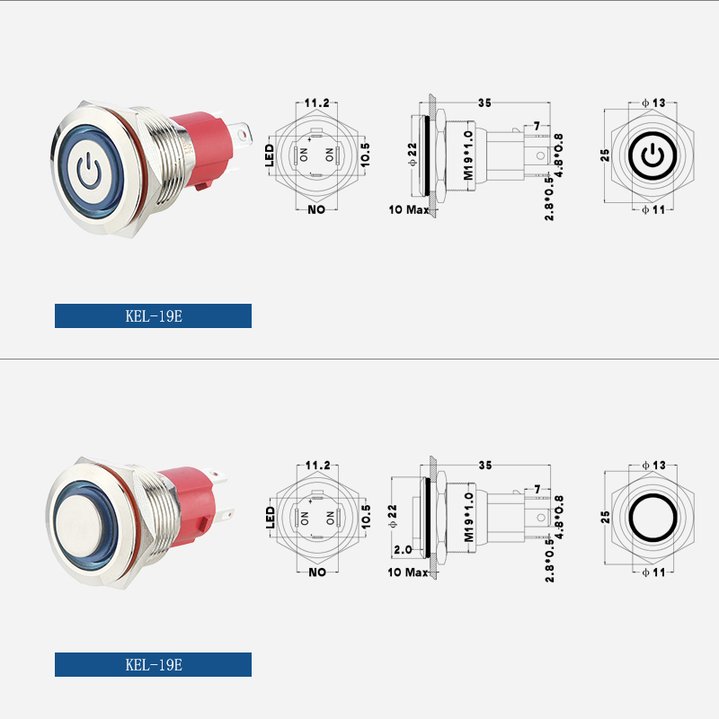 10A 220V ring power LED high head metal push button switch插图1