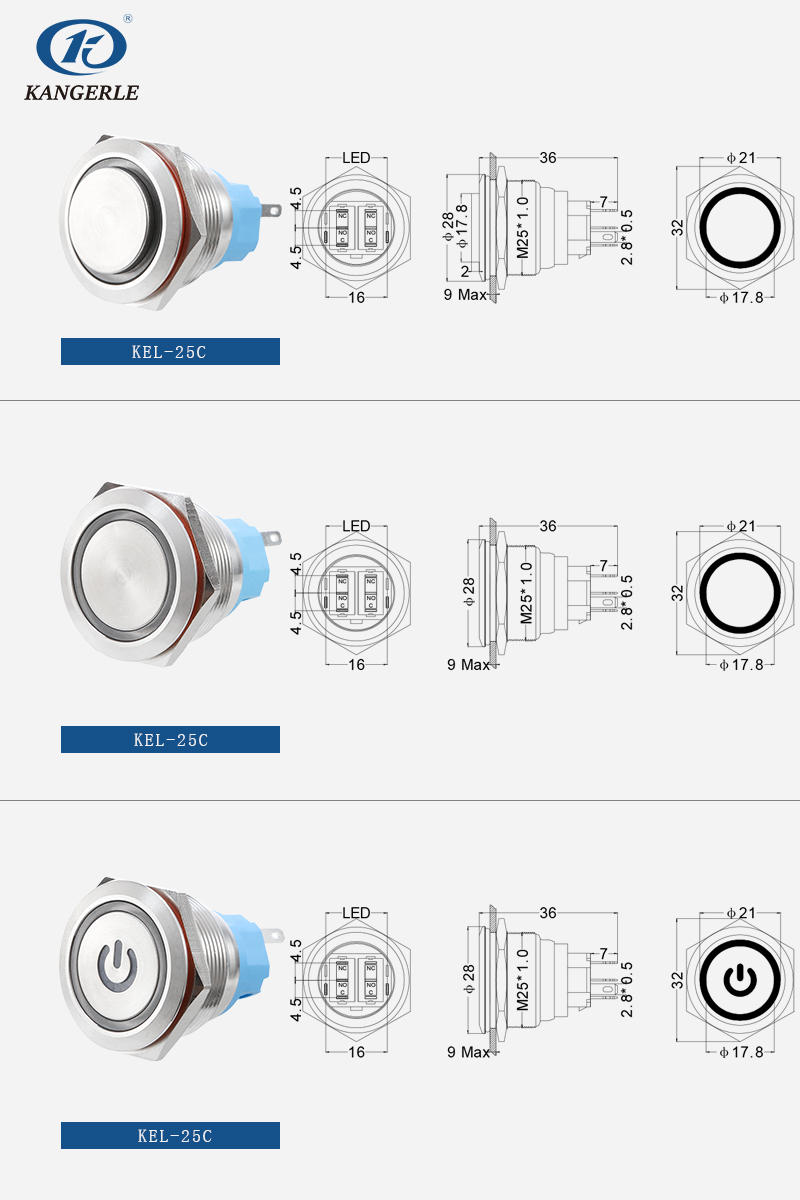 25mm momentary metal push button switch customized products插图