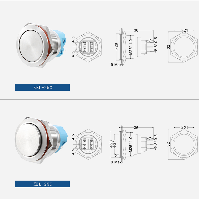 25mm momentary metal push button switch customized products插图1