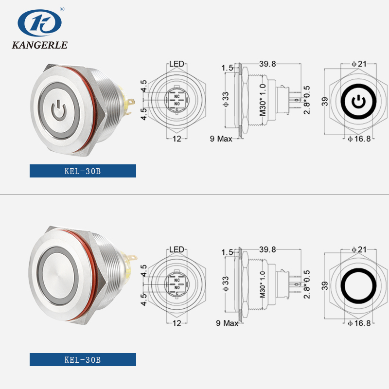 IP67 waterproof illuminated metal push button switch插图