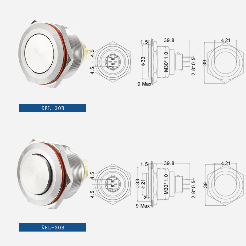 IP67 waterproof illuminated metal push button switch插图1