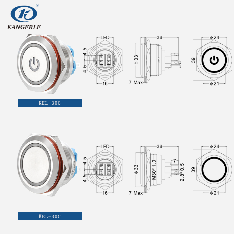 RGB LED momentary metal push button switch 30mm插图