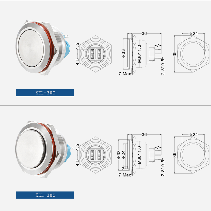 RGB LED momentary metal push button switch 30mm插图1