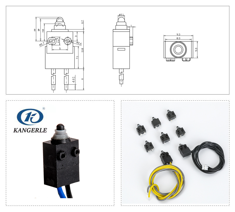Waterproof Momentary Push Button Micro Switch IP67 with Bottom Wire Type插图
