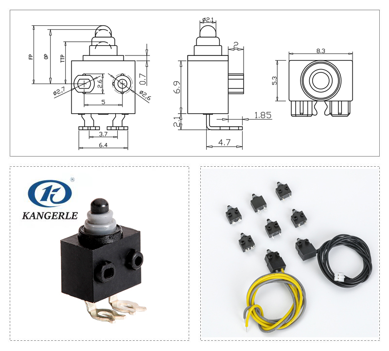 Pin Plunger Micro Switch IP67 with Press-fit Terminals插图