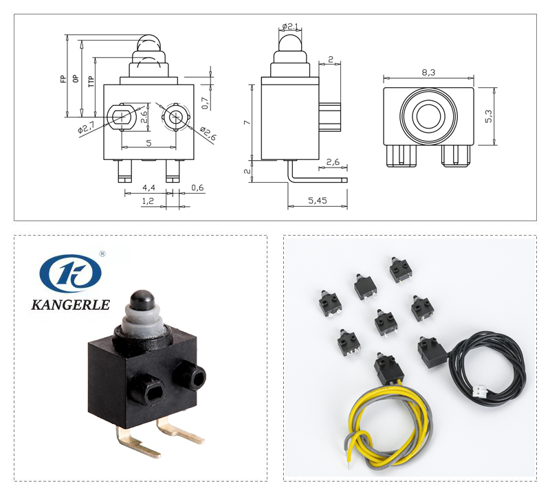 Subminiature Selad Micro Switch SPST 2 Pin Normally Open插图