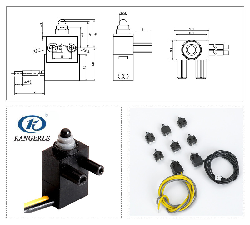 IP67 Waterproof Push Button Micro Switch with Left Wire Type插图