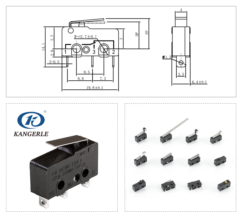 25T125 Micro Lever Switch with 3 Terminals插图