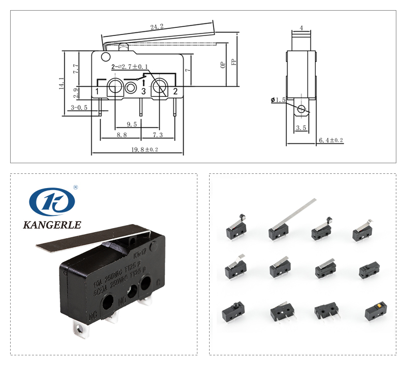 5A 250V Micro Switch Molds Straight Metal Lever插图