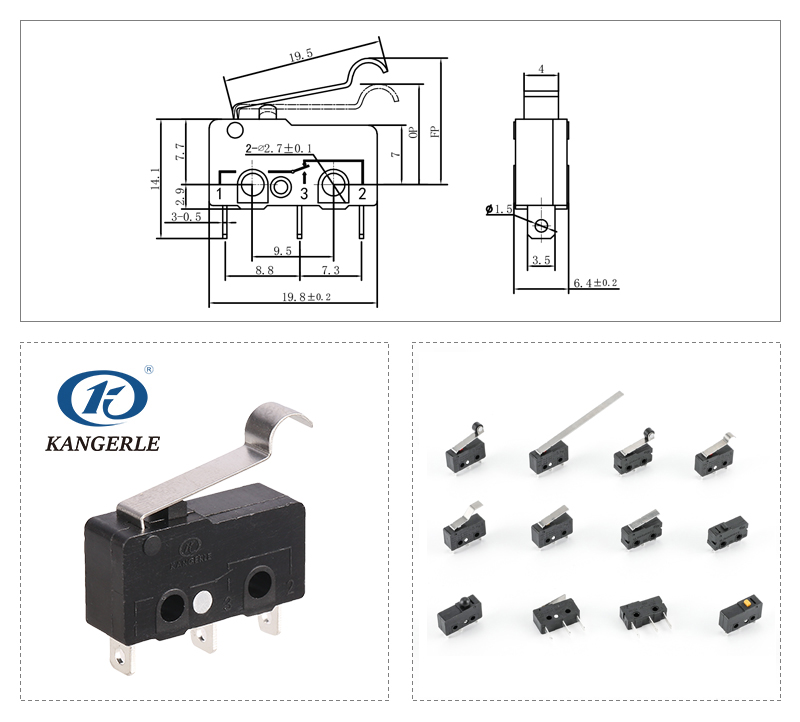 Simulated Roller Hinge Lever Micro Switch KW12插图