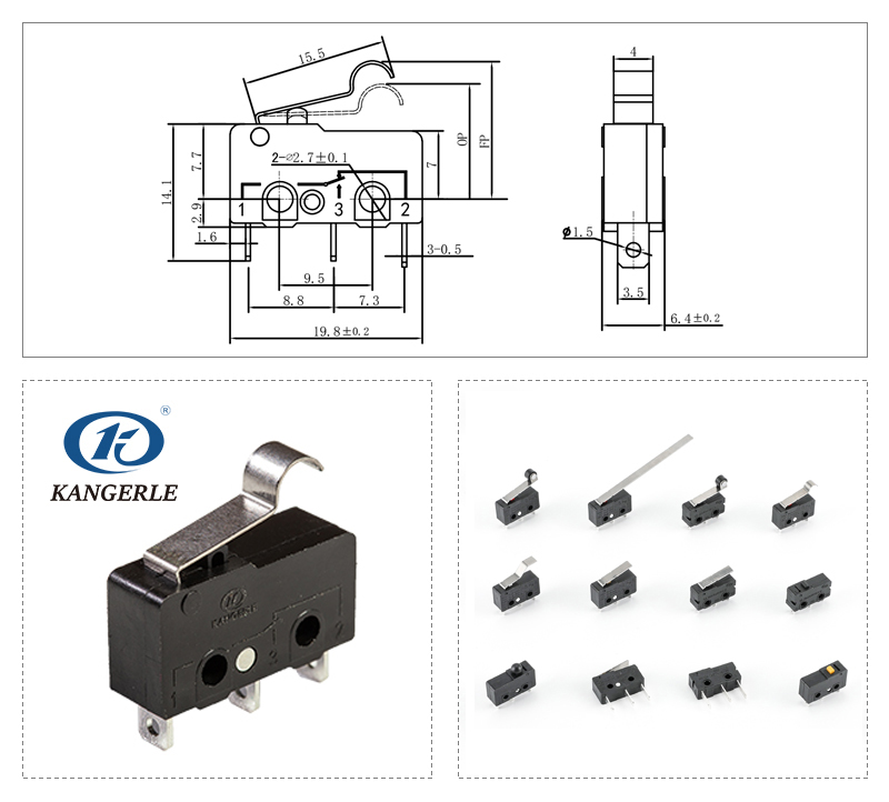 ON OFF Micro Switch with Simulated Roller Hinge Lever插图