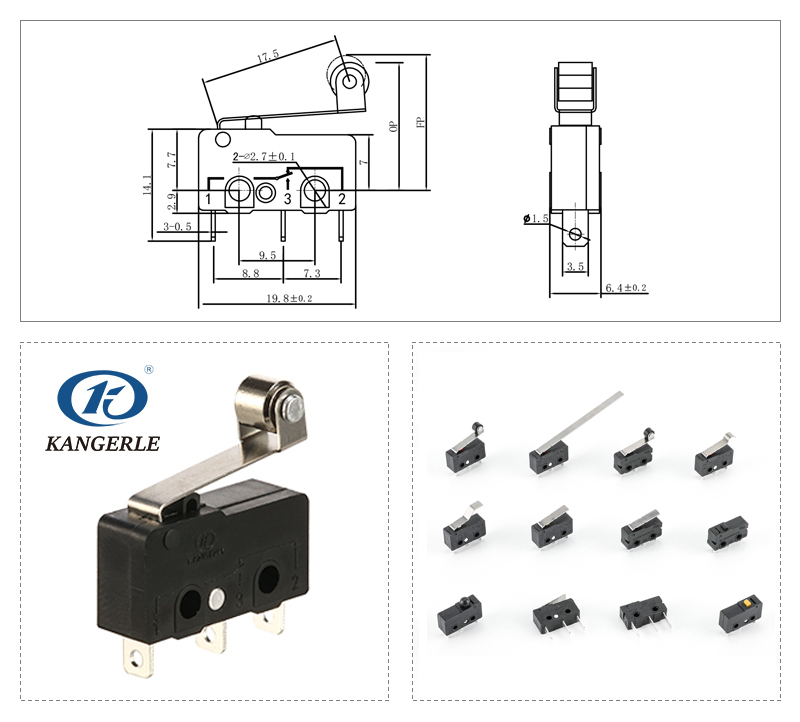 Hinge Metal Roller Lever Micro Switch 250V插图