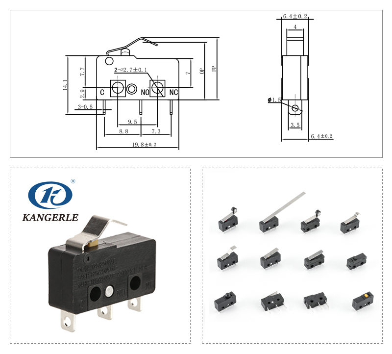Snap action micro switch SPDT KW12-5A-21A插图