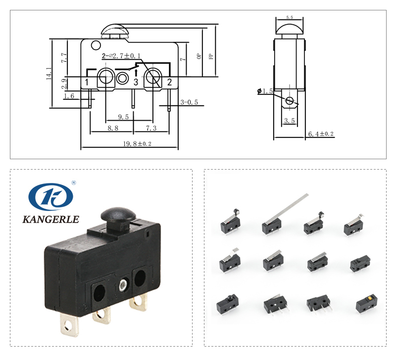 Micro switch mushroom head push button KW12-5A-A-A插图
