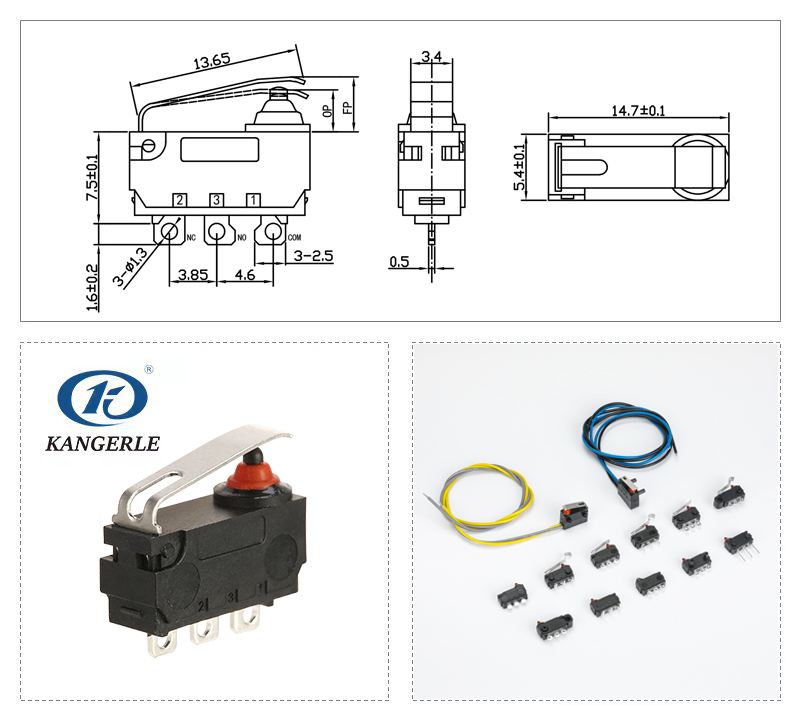 SPDT Micro Switch IP67 Lever Quick Connect for Charging Gun插图