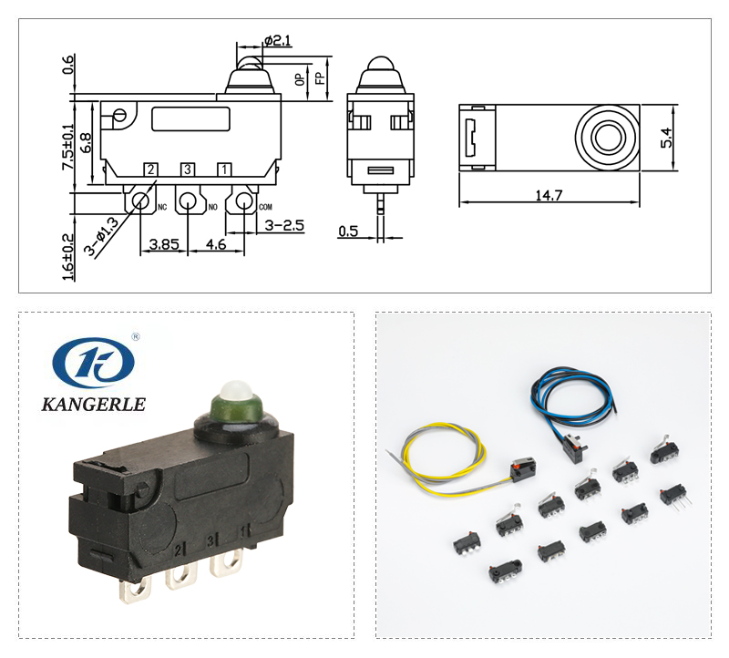 Waterproof Push Button ON OFF Micro Switch No Lever插图