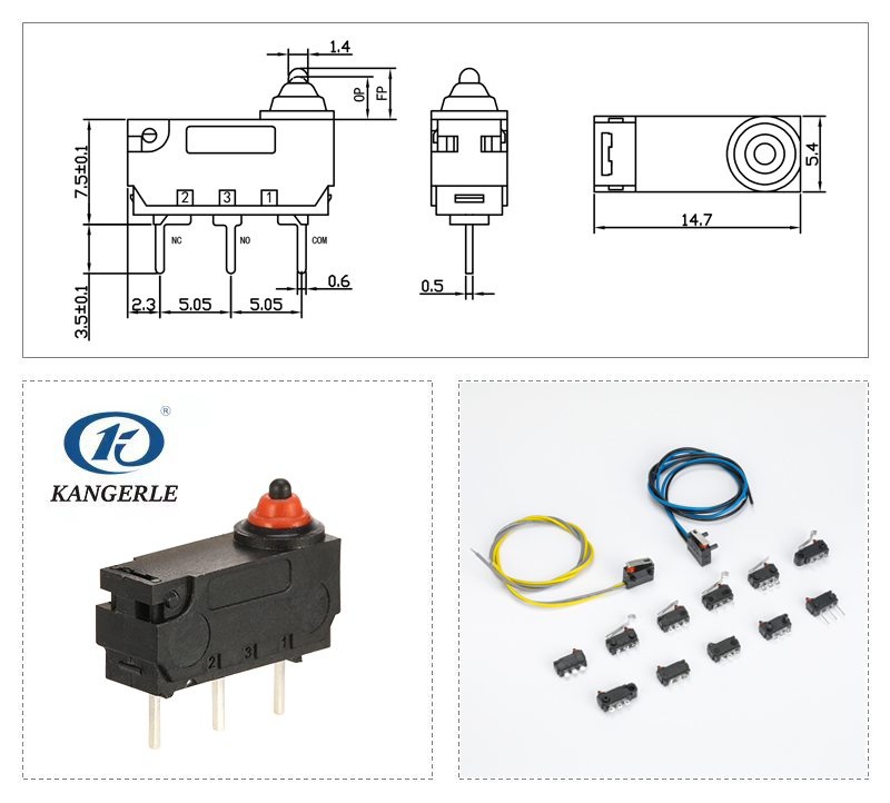 Waterproof Micro Switch IP67 with Short PCB Terminal插图