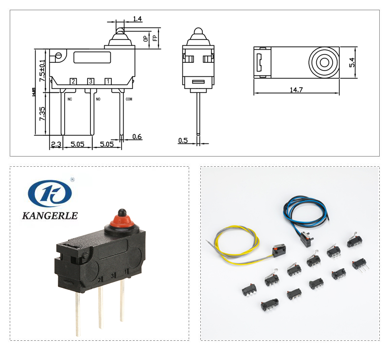 Momentary Waterproof Micro Switches 3 pins插图