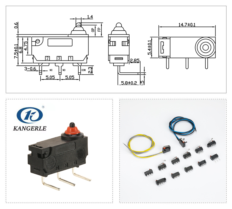 PCB 3 Pin Micro Momentary Waterproof Switch IP67插图