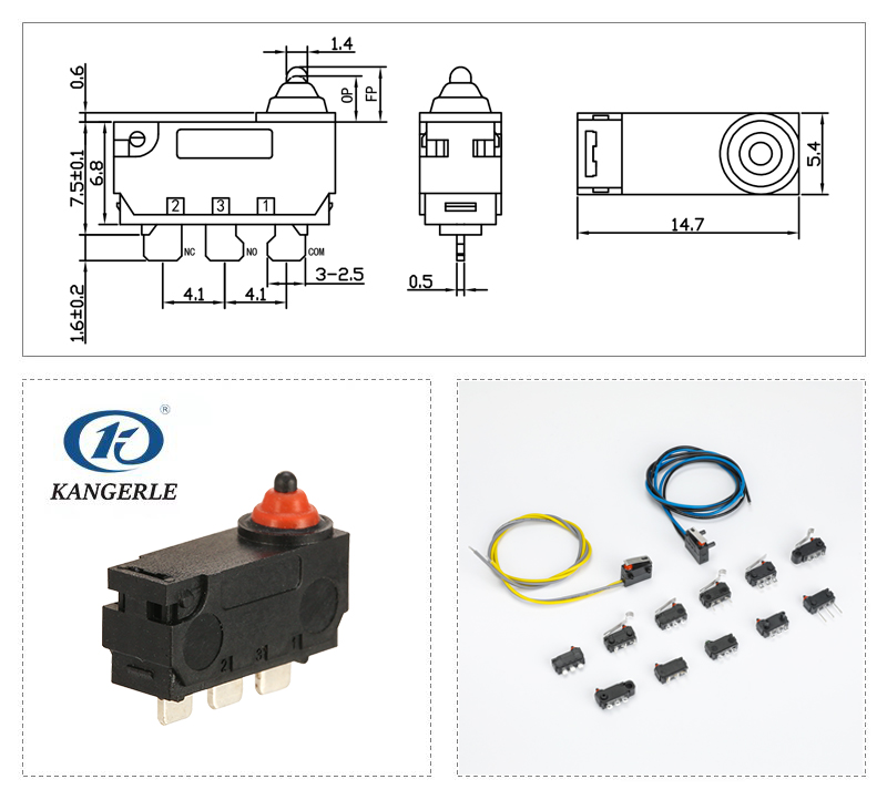SPDT Micro Switch IP67 Waterproof 3A 12V DC插图