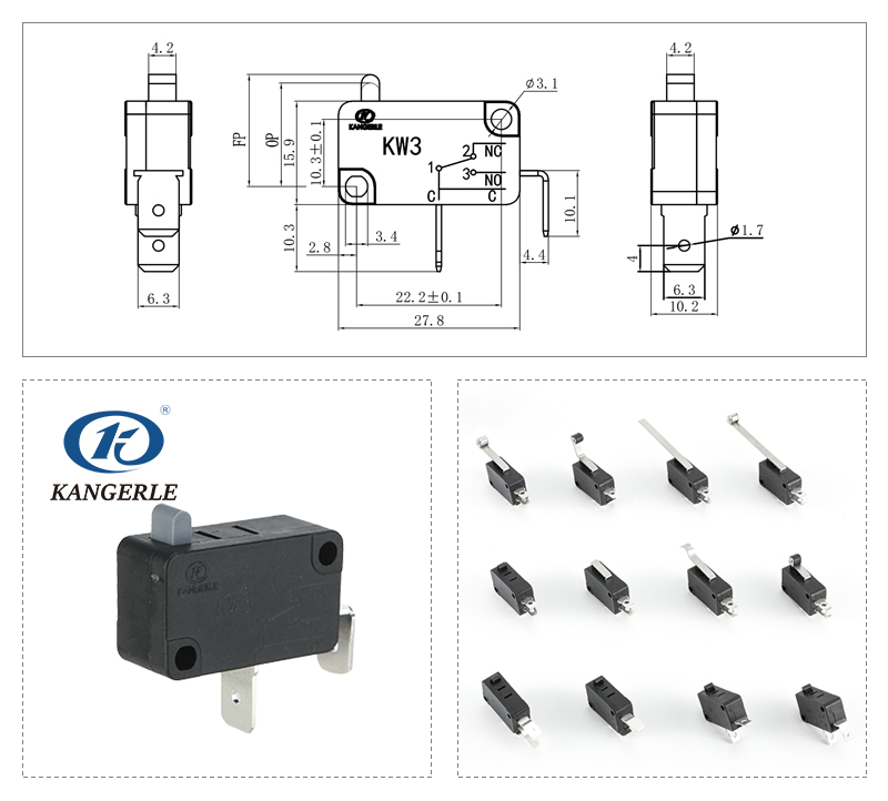 Push on push off micro switch KW3-10C-K-6Z插图