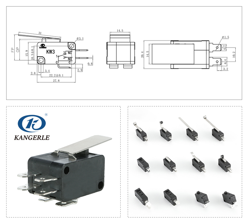High current 16A mico switch KW3-16A-16C-4插图