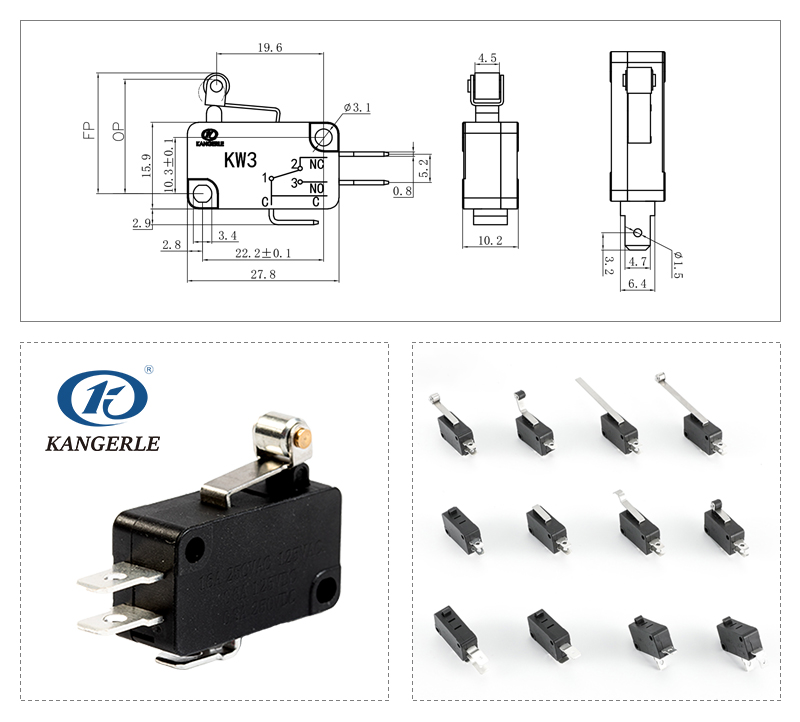 Roller micro switch KW3-6A-5C插图