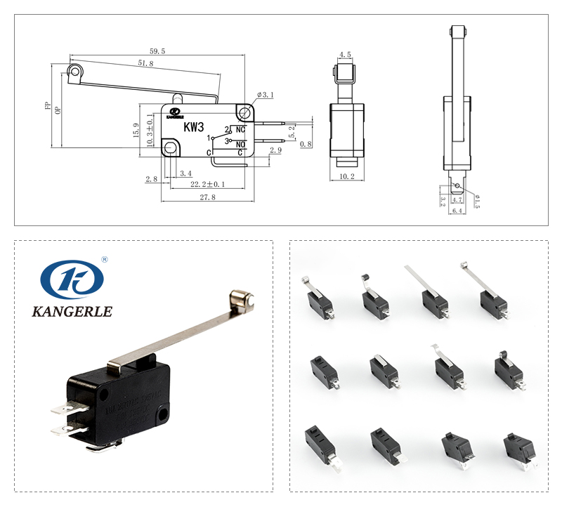 Micro lever switch KW3-6A-7C插图1