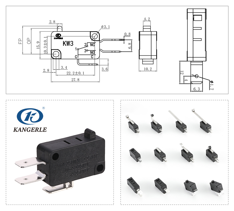 Snap action micro switch KW3-6A-B插图