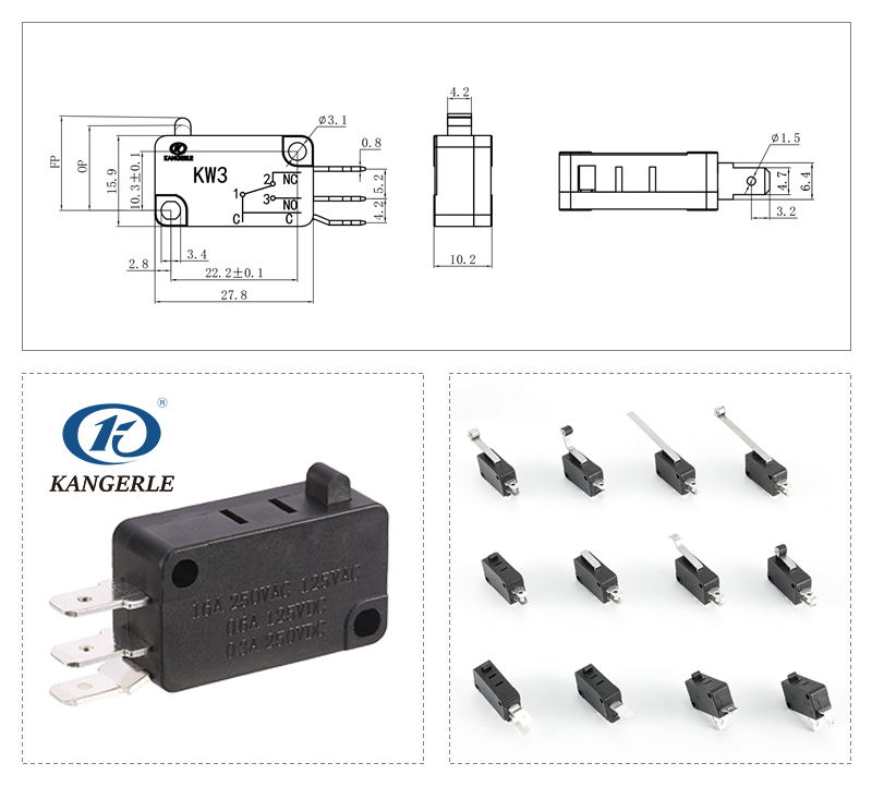 Micro switch side common terminal KW3-6A-C-C插图