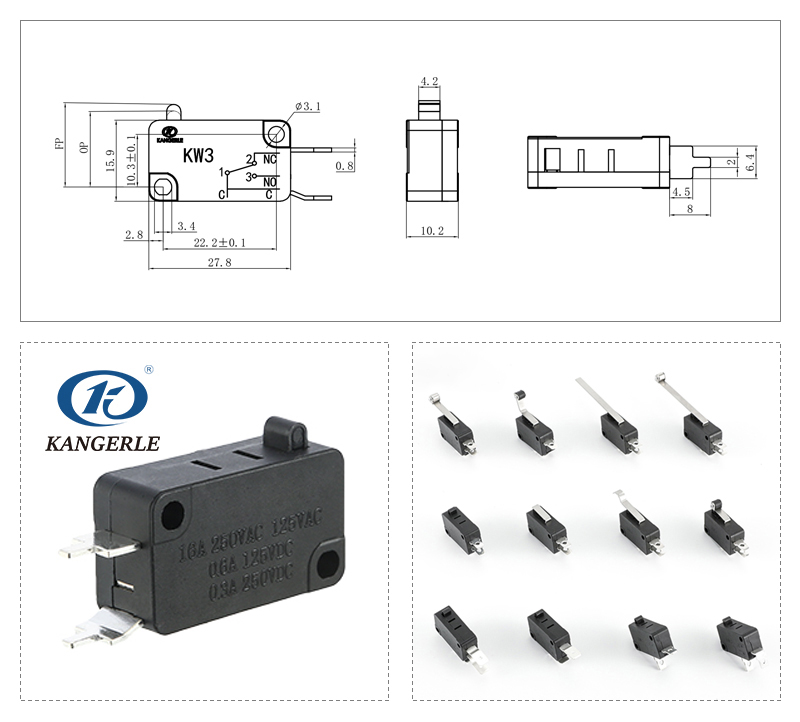 NC micro switch KW3-6B-J-C with T type terminal插图
