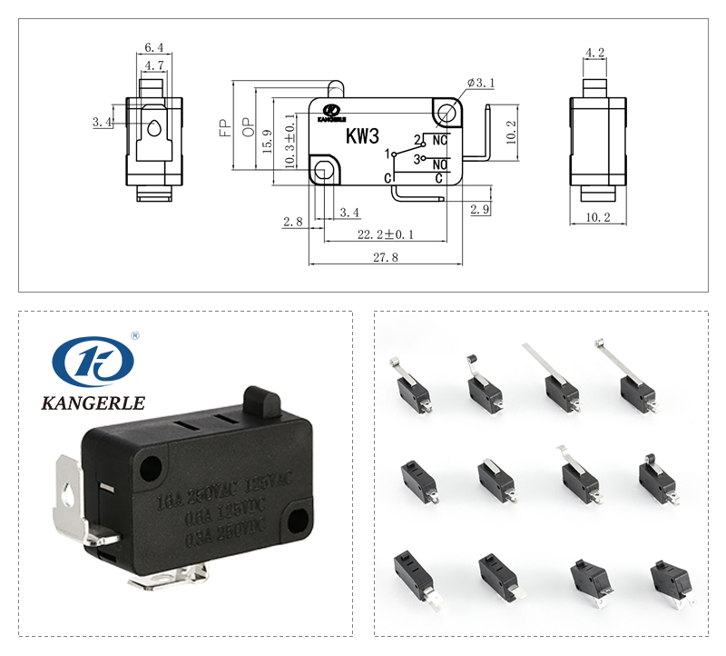 Normally open plunger micro switch KW3-6C-E插图