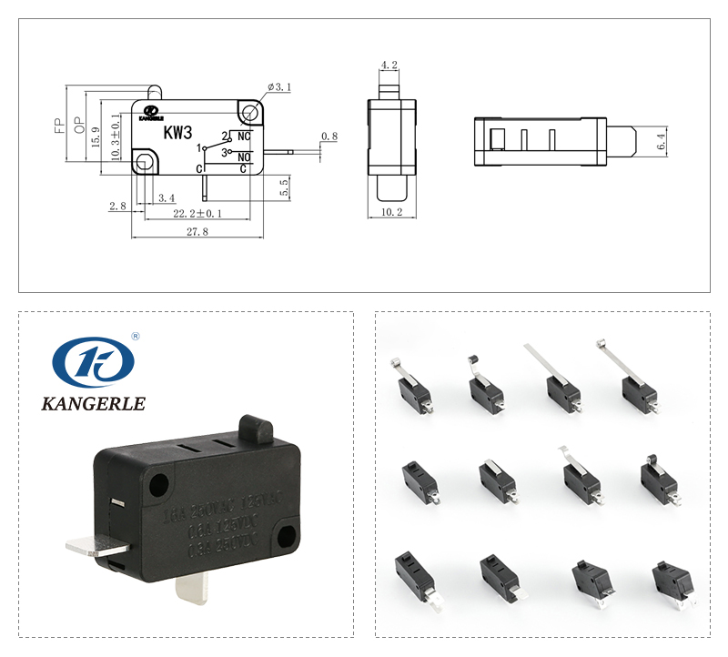 Micro on off push button switch KW3-6C-G-D插图