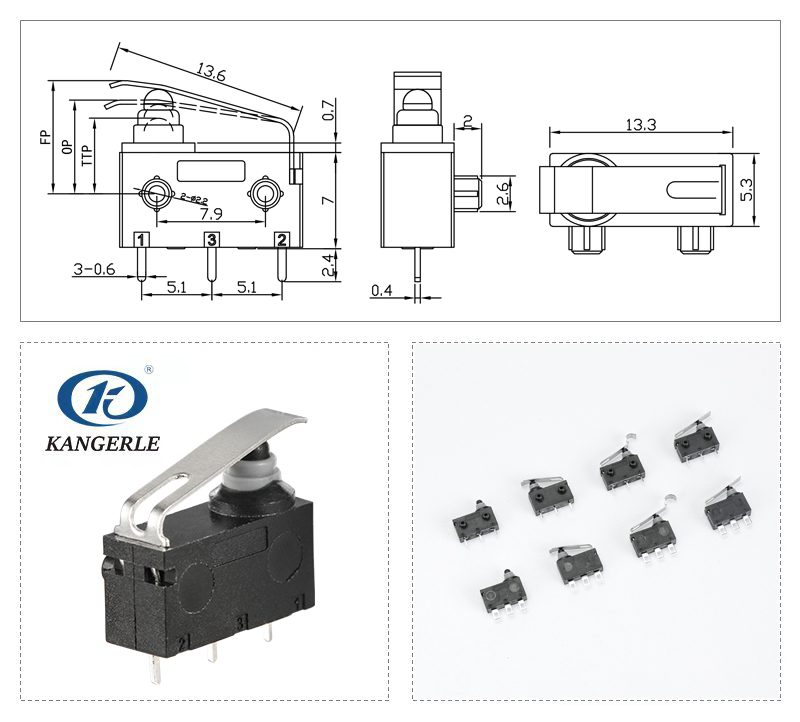 Waterproof PCB Micro Switch Molds with Straight Metal Lever插图