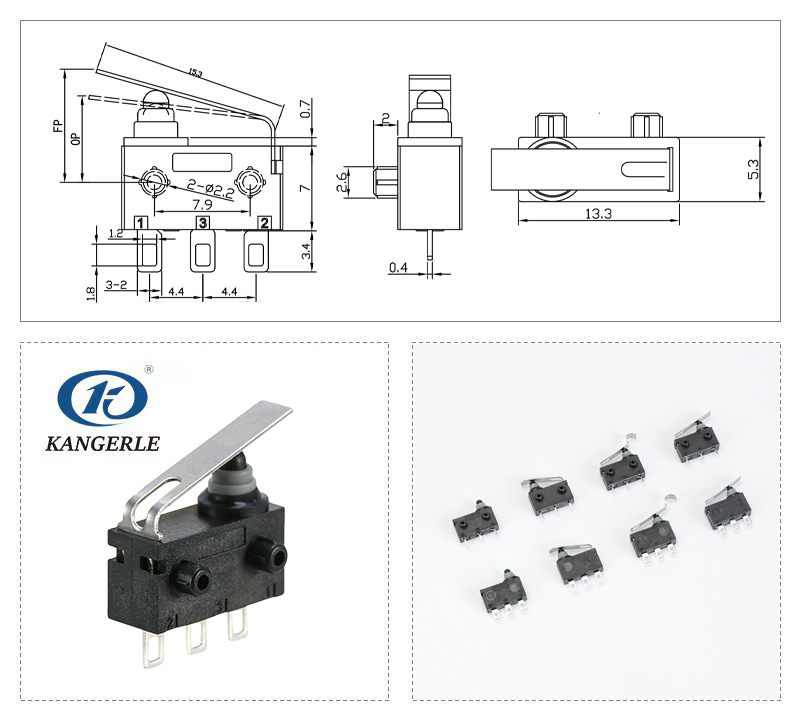 Waterproof Micro Switch KW4-1A-2A-B3插图