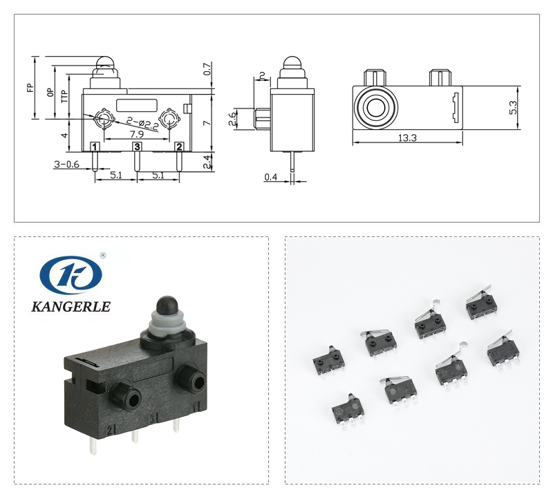 12V Waterproof SPDT Micro Switch PCB Terminals插图