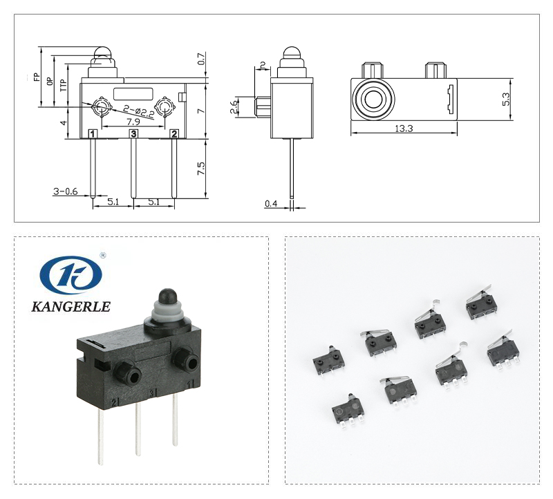 Pin Plunger Waterproof Micro Switch Molds with PCB Terminals插图