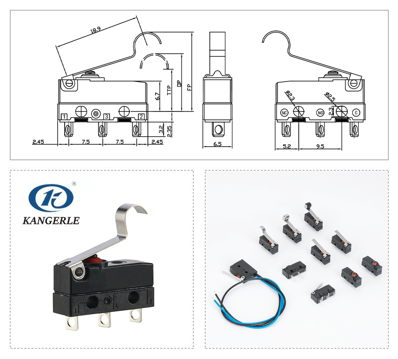 Arc Lever Micro Switch IP67 with 3 Solder Terminals插图