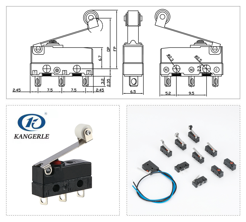 Miniature Sealed Micro Switch IP67 with Plastic Roller Lever插图