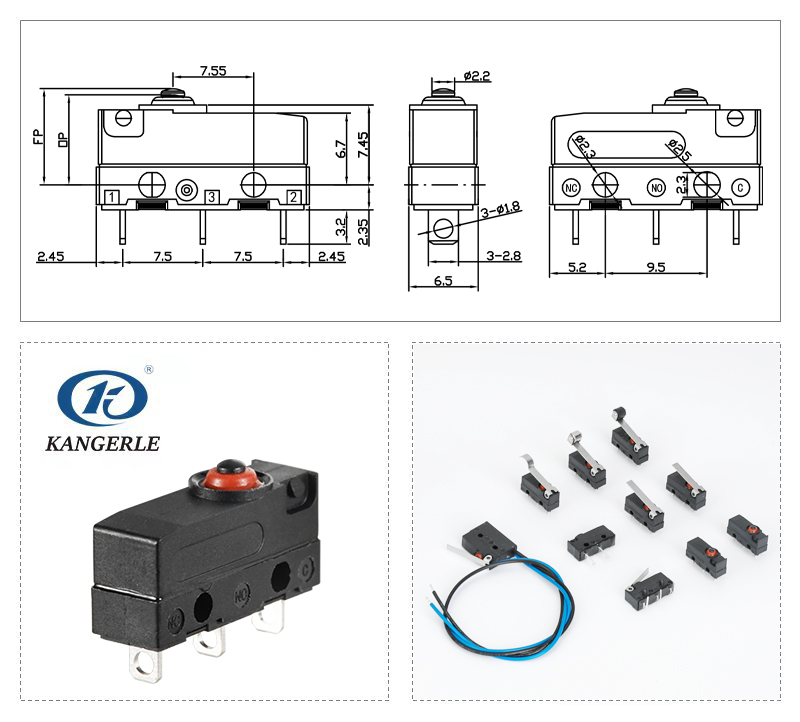 Solder Terminal Micro Push Button Switch Waterproof IP67插图