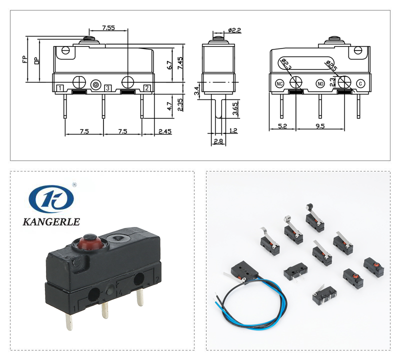 PCB Terminal Plunger Micro Switch IP67 Waterproof插图