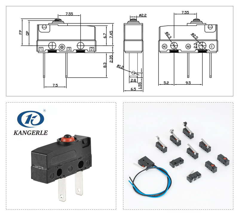 Micro Momentary Waterproof Micro Switch 2 Pin Normally Open插图