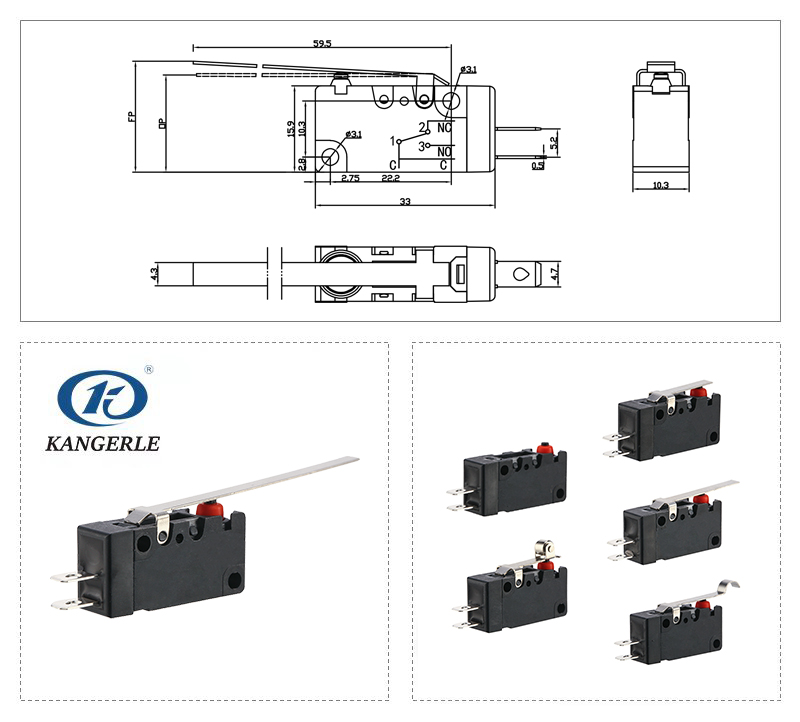 Waterproof micro switch WS2-10C-3A插图